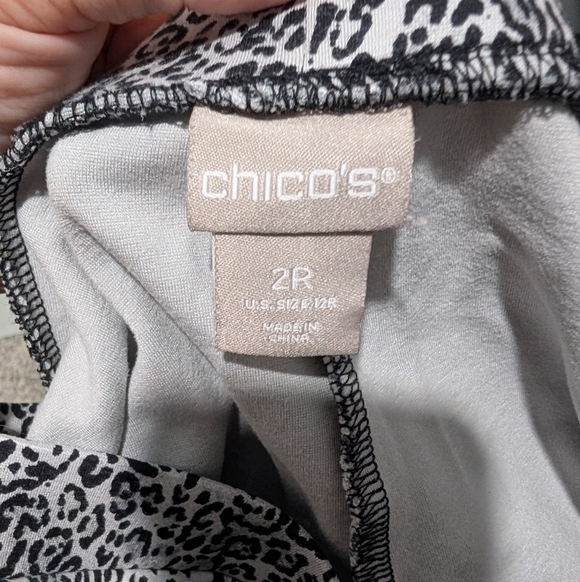 Chico's Black, White and Gray Cheetah Print Leggings in Size 2R (12R) - Picture 6 of 8